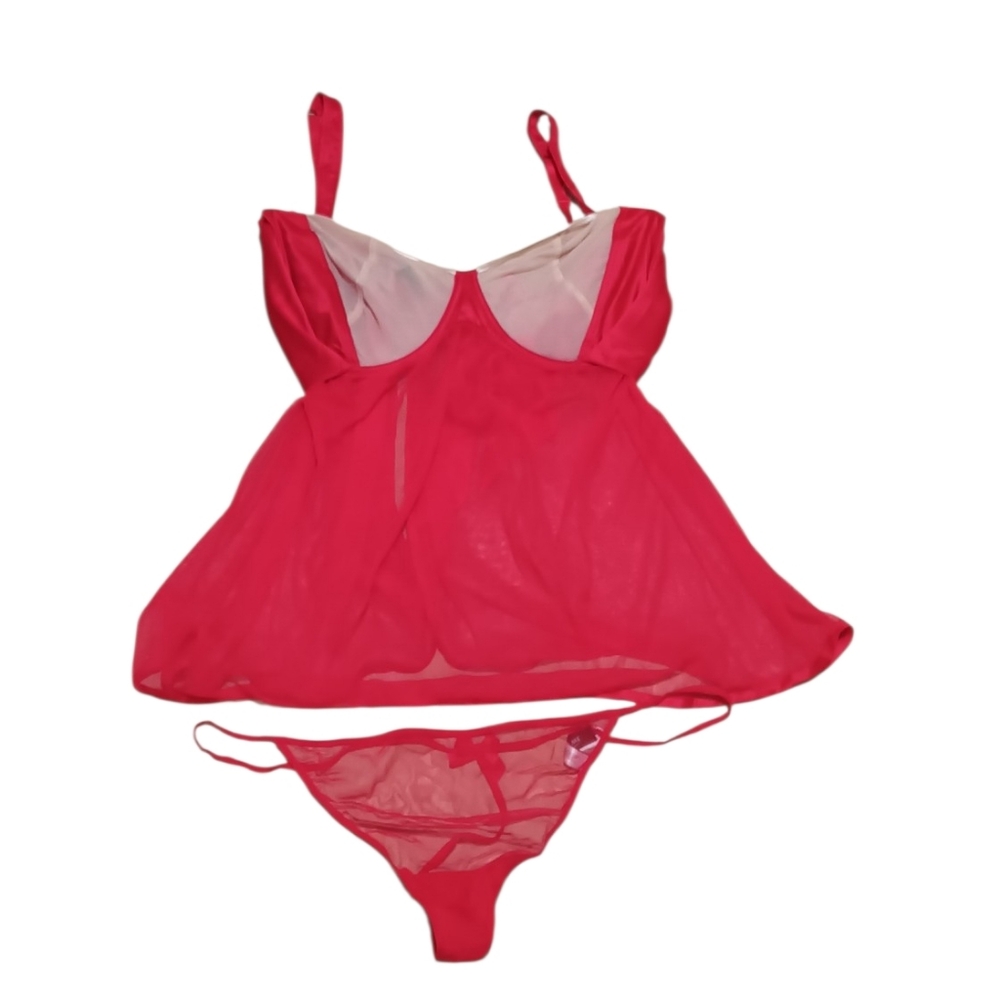 Adore Me Vibrant Red Babydoll And G-string